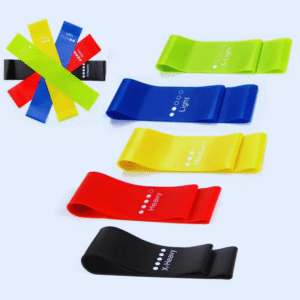 Kit com 5 Faixas Elásticas Miniband para Treino Funcional, Pilates e Academia